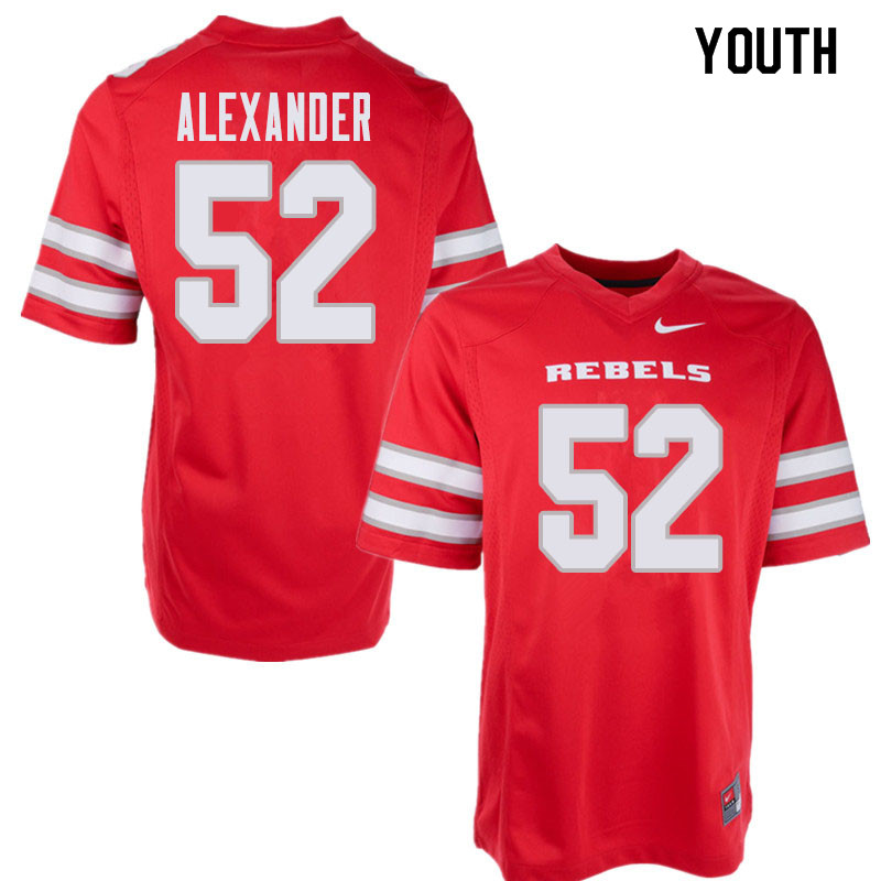 Youth UNLV Rebels #52 J.D. Alexander College Football Jerseys Sale-Red - Click Image to Close